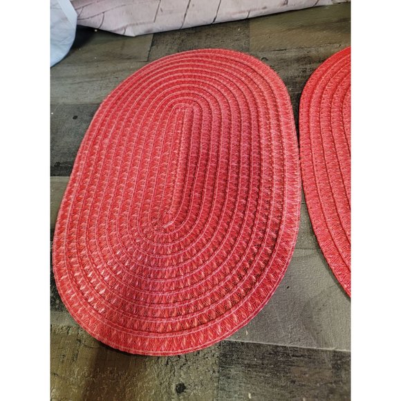 Red table placemat decor oval set - Picture 4 of 5
